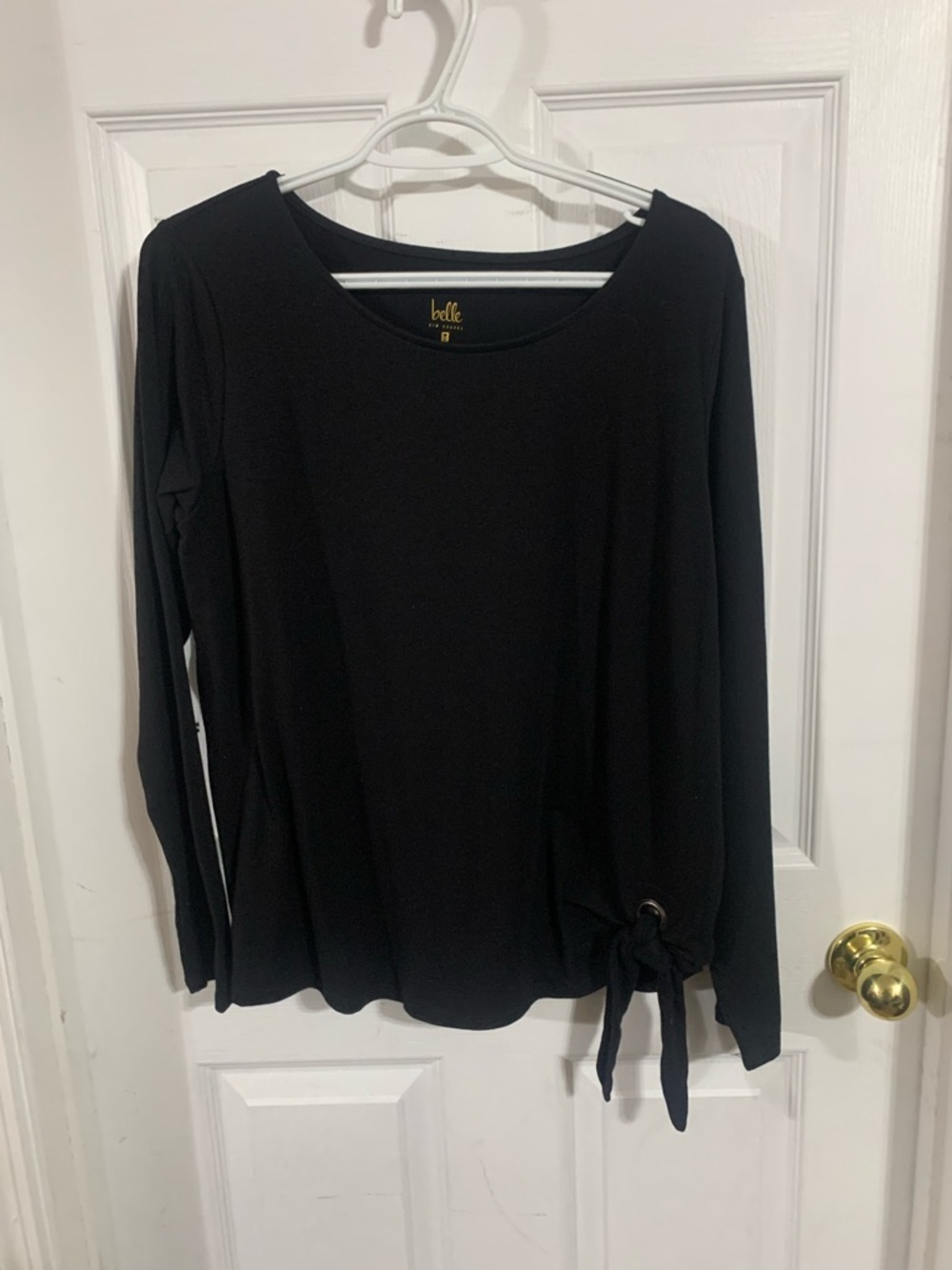 Belle by Kim Gravel Black Long-Sleeve Side Tie Top